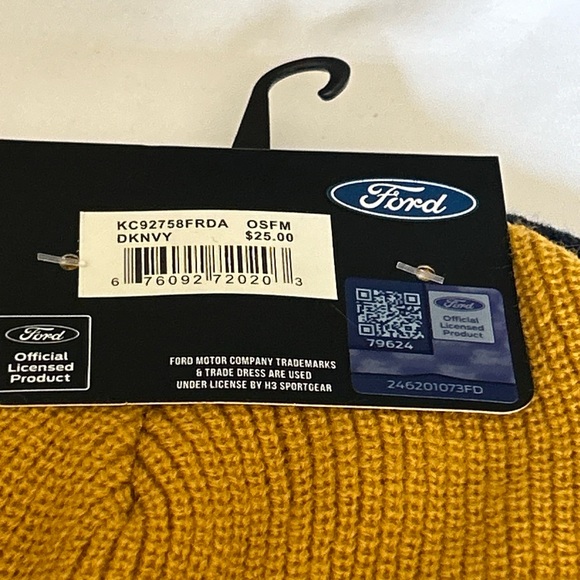 Ford Mustang Men’s Two Pack Beanies Navy & Gold Branded W/logo License Set Of 2 - Picture 8 of 13